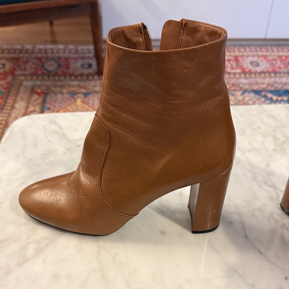 Prada Tan Leather Heeled Boots